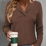 Nadorine Sweaters for Women Long Sleeve Shirts V Neck Knit Pullover