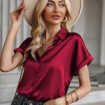 Satin Button Down Shirts- Nadorine (Us Only)