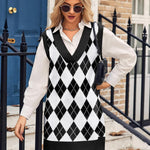 Nadorine Women's Oversized Sweater Vest Dress V Neck Knit Pullover