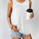 Nadorine Tank Top Blouses Scooped Neck Pleated Front Shirts