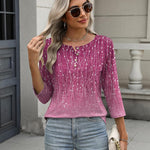 Nadorine 3/4 Length Sleeve Women Tops Blouses