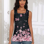Nadorine Tank Tops Square Neck Loose Fit Side Split Flowy Shirts