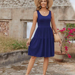 Nadorine Boho Floral Casual Tank Dresses with Pockets