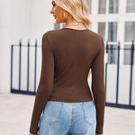 Nadorine Women Long Sleeve T Shirts Crewneck Basic Knit Tops