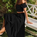 Nadorine Boho Maxi Flowy Elastic A-Line Tiered Floral Skirts