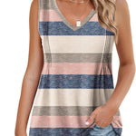 Nadorine Pleated Tank Tops Loose Fit V Neck Sleeveless Tops