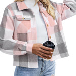Nadorine Flannels for Women Cropped Shacket Jacket