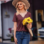 Nadorine Tunic Tops V Neck Loose Fit Short Sleeve Shirt (DE Only)