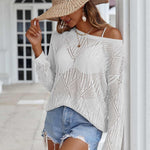 Nadorine Crochet Tops Off The Shoulder Sweaters