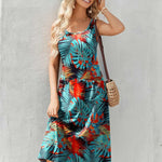 Nadorine Floral Beach Sundress Casual A-Line Midi Tank Dresses