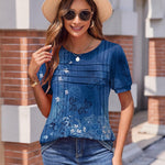 Zeagoo Womens Short Sleeve Tops Floral Boho Shirts