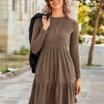 Nadorine Women's Autumn Dress Long Sleeve Round Neck Knitted Dress