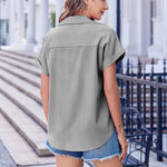 Nadorine Short Sleeve Summer Tops Casual Button Down Shirts