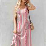 Nadorine Floral Beach Sundress Casual A-Line Midi Tank Dresses
