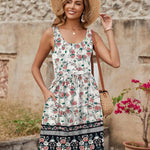 Nadorine Boho Floral Casual Tank Dresses with Pockets