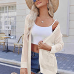 Nadorine Women 2024 Lightweight Crochet Cardigan Long Sleeve Open Front Knit Sweater Summer Kimono Cover Up with Pockets