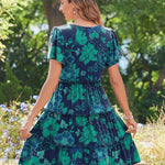Nadorine Summer Tiered Mini Dress with Pockets Ruffle Sleeve Dress