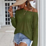 Nadorine Crochet Tops Off The Shoulder Sweaters