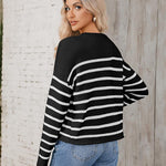 Nadorine Women's Crew Neck Cropped Sweater Long Sleeve Knit Tops