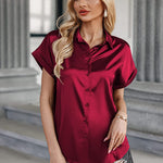 Satin Button Down Shirts- Nadorine (Us Only)