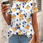 Zeagoo Womens Short Sleeve Tunic Shirts Floral Print Tops