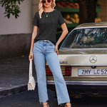 Nadorine T-Shirt Short Sleeve Tops Casual Crew Neck Blouse (DE Only)