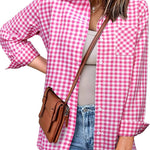 Nadorine Long Sleeve Plaid Shirt for Women Flannel Button Down Shirts