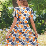 Nadorine Summer Tiered Mini Dress with Pockets Ruffle Sleeve Dress