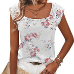 Nadorine Square Neck Casual Cap Sleeve Shirt