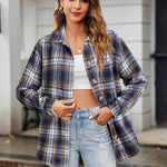 Nadorine Women Flannel Shacket Jacket Plaid Button Down Shirt