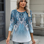 Nadorine 3/4 Length Sleeve Women Tops Blouses