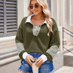 Zeagoo Women's Sweatshirt Striped Long Sleeve Henley Button Tunic Tops