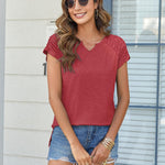 Nadorine Short Sleeve Shirts Loose Fit V Neck T Shirts