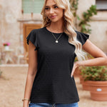 Zeagoo Womens Summer Tops Crewneck Short Sleeve Shirts Casual Basic Ruffle T Shirt Fashion Cute Blouse 2024