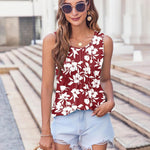 Zeagoo Women's Tank Tops Pleated Floral Flowy Boho Tunic Shirts