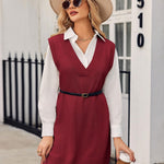 Nadorine Women's Oversized Sweater Vest Dress V Neck Knit Pullover