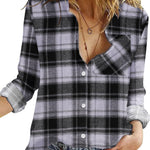 Nadorine Women's Long Sleeve Button Down Flannel Shirts Plaid Shacket