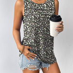 Nadorine Tank Top Blouses Scooped Neck Pleated Front Shirts