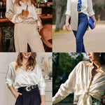 Nadorine Women's Satin Blouse V-Neck Causal Satin Blouses (DE Only)
