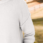 Nadorine Women's Crew Neck Cropped Sweater Long Sleeve Knit Tops
