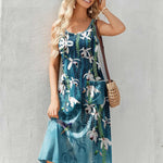 Nadorine Floral Beach Sundress Casual A-Line Midi Tank Dresses