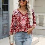 Nadorine 3/4 Length Sleeve Womens Tops Casual V Neck Shirts Soft Basic Tees Business Work Blouses
