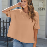 Nadorine Women Short Sleeve T Shirts Round Neck Oversized Tee