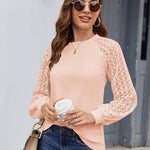 Nadorine Elegant Blouse Long Sleeve Crew Neck T Shirt (DE Only)