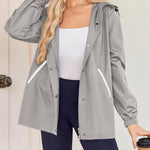 Nadorine Rain Jacket Women Lightweight Waterproof Hooded Zip Raincoat