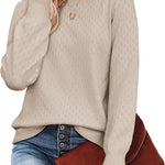 Nadorine Women's Knitted Jumper Elegant Crew Neck Pullover
