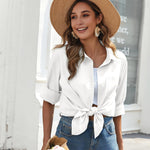 Nadorine Linen Button Down Shirts  Long Sleeve Cotton Gauze Tops