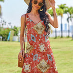 Nadorine Casual Beach Boho Dress Sleeveless Crewneck Tank Dress