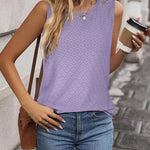 Nadorine Sleeveless Eyelet Shirts High Neck Top
