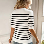 Nadorine Short Sleeve Sweater Crew Neck Dressy Casual Soft Knit Tops